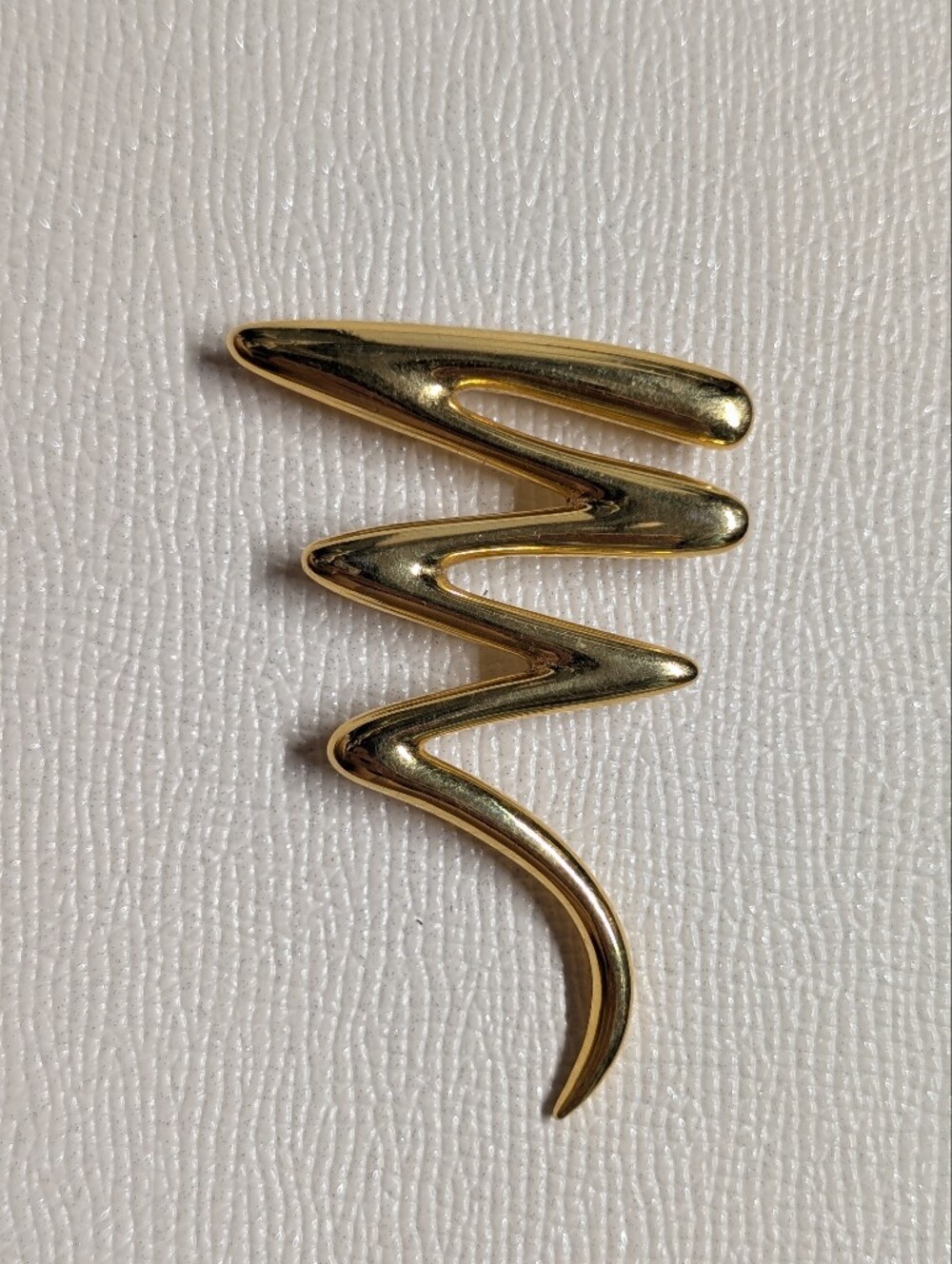 Gold Zigzag Abstract Brooch Large Vintage Art Deco